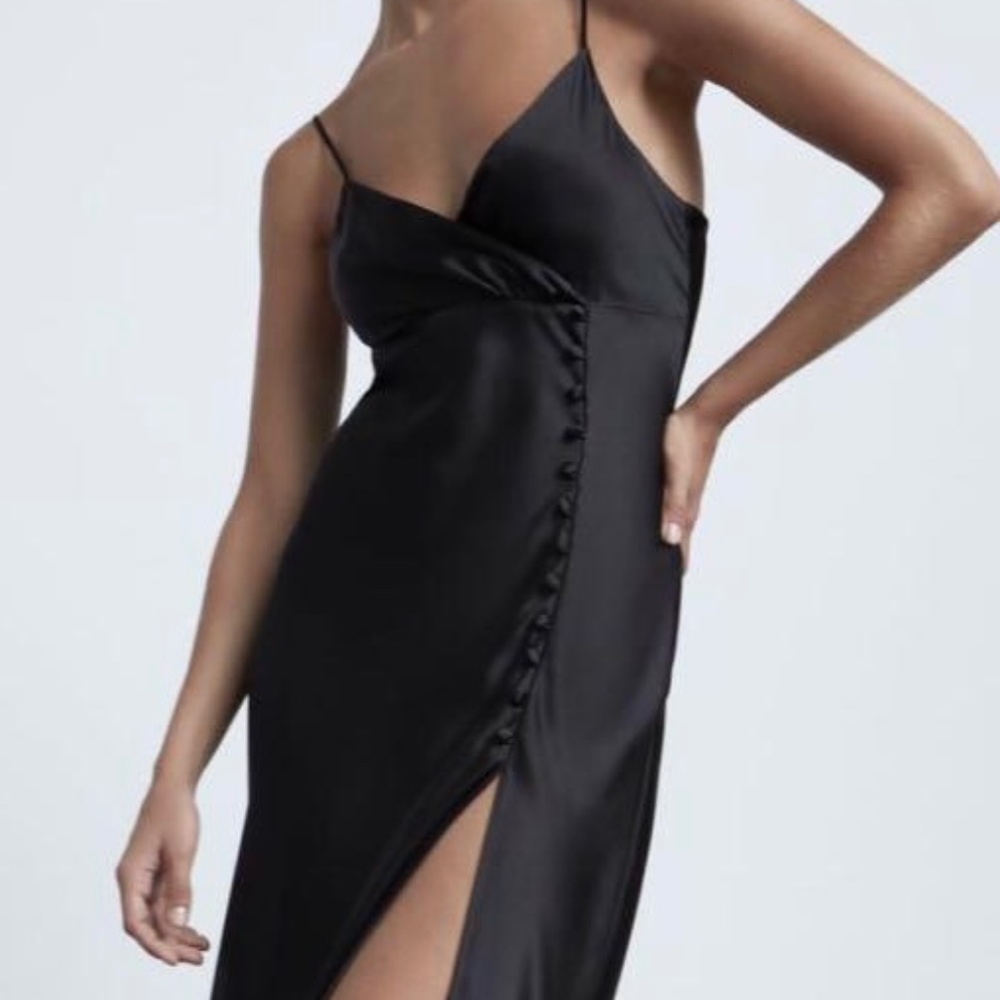 Zara Black Satin Maxi Dress